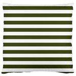 Horizontal Stripes - White and Army Green Large Flano Cushion Case (One Side)