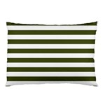 Horizontal Stripes - White and Army Green Pillow Case (Two Sides)