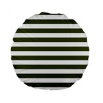 Horizontal Stripes - White and Army Green Standard 15  Premium Round Cushion