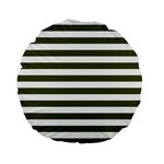 Horizontal Stripes - White and Army Green Standard 15  Premium Flano Round Cushion