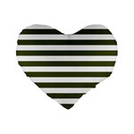 Horizontal Stripes - White and Army Green Standard 16  Premium Heart Shape Cushion