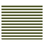 Horizontal Stripes - White and Army Green Double Sided Flano Blanket (Small)