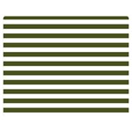 Horizontal Stripes - White and Army Green Double Sided Flano Blanket (Medium)
