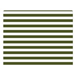 Horizontal Stripes - White and Army Green Double Sided Flano Blanket (Large)