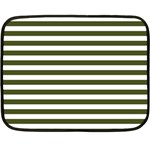 Horizontal Stripes - White and Army Green Double Sided Fleece Blanket (Mini)