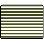Horizontal Stripes - White and Army Green Fleece Blanket (Medium) (One Side)