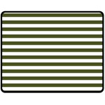 Horizontal Stripes - White and Army Green Double Sided Fleece Blanket (Medium) (Two Sides)