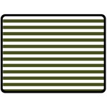 Horizontal Stripes - White and Army Green Double Sided Fleece Blanket (Large) (Two Sides)