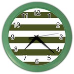 Horizontal Stripes - White and Army Green Color Wall Clock