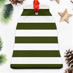 Horizontal Stripes - White and Army Green Bell Ornament (Two Sides)