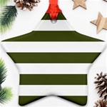 Horizontal Stripes - White and Army Green Ornament (Star)