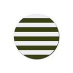 Horizontal Stripes - White and Army Green Rubber Round Coaster (4 pack)