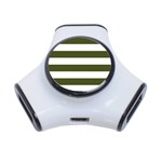 Horizontal Stripes - White and Army Green Portable USB Hub (One Side)