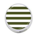 Horizontal Stripes - White and Army Green 4-Port USB Hub (One Side)