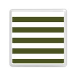 Horizontal Stripes - White and Army Green Memory Card Reader with Storage (Square)