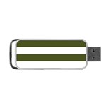 Horizontal Stripes - White and Army Green Portable USB Flash (Two Sides)