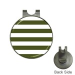 Horizontal Stripes - White and Army Green Golf Ball Marker Hat Clip