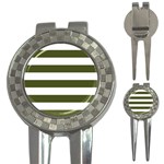 Horizontal Stripes - White and Army Green 3-in-1 Golf Divot