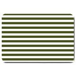 Horizontal Stripes - White and Army Green Large Doormat