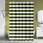 Horizontal Stripes - White and Army Green Shower Curtain 48  x 72  (Small)