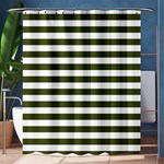 Horizontal Stripes - White and Army Green Shower Curtain 60  x 72  (Medium)
