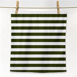 Horizontal Stripes - White and Army Green Face Towel