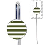Horizontal Stripes - White and Army Green Book Mark