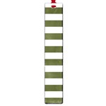 Horizontal Stripes - White and Army Green Large Book Mark