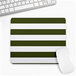 Horizontal Stripes - White and Army Green Large Mousepad