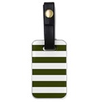 Horizontal Stripes - White and Army Green Luggage Tag (One Side)