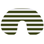 Horizontal Stripes - White and Army Green Travel Neck Pillow