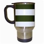 Horizontal Stripes - White and Army Green Travel Mug (White)