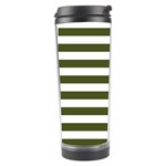 Horizontal Stripes - White and Army Green Travel Tumbler