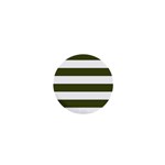 Horizontal Stripes - White and Army Green 1  Mini Button