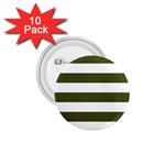 Horizontal Stripes - White and Army Green 1.75  Button (10 pack)