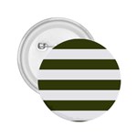 Horizontal Stripes - White and Army Green 2.25  Button