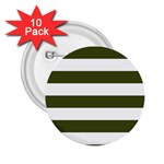 Horizontal Stripes - White and Army Green 2.25  Button (10 pack)