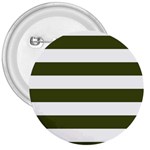 Horizontal Stripes - White and Army Green 3  Button