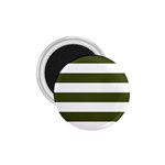 Horizontal Stripes - White and Army Green 1.75  Magnet