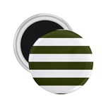 Horizontal Stripes - White and Army Green 2.25  Magnet