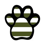 Horizontal Stripes - White and Army Green Magnet (Paw Print)