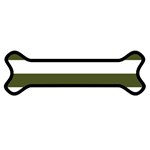 Horizontal Stripes - White and Army Green Magnet (Dog Bone)