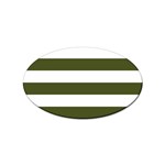 Horizontal Stripes - White and Army Green Sticker Oval (10 pack)