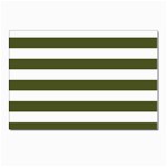 Horizontal Stripes - White and Army Green Postcard 4  x 6 