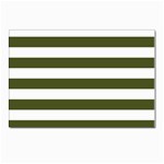 Horizontal Stripes - White and Army Green Postcards 5  x 7  (Pkg of 10)