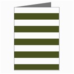 Horizontal Stripes - White and Army Green Greeting Card