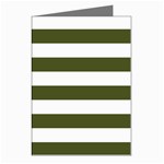 Horizontal Stripes - White and Army Green Greeting Cards (Pkg of 8)
