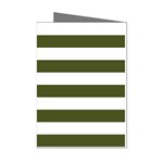 Horizontal Stripes - White and Army Green Mini Greeting Cards (Pkg of 8)