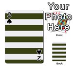 Horizontal Stripes - White and Army Green Playing Cards 54 Designs