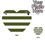 Horizontal Stripes - White and Army Green Playing Cards 54 (Heart)